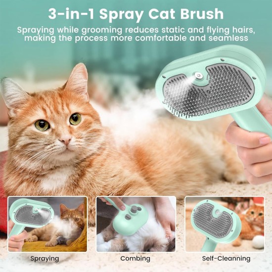 BIRDTOBR Steamy Cat Brush, 3-in-1 Cat Brush with Steam, Multifunctional Cat Spray Massage Comb, Steamy Cat Brush, Eliminate Flying Hair with One Button for Cats and Dogs, White BIRDTOBR Steamy Cat Brush, 3-in-1 Cat Brush with Steam, Multifunctional Cat Spray Massage Comb, Steamy Cat Brush, Eliminate Flying Hair with One Button for Cats and Dogs, White