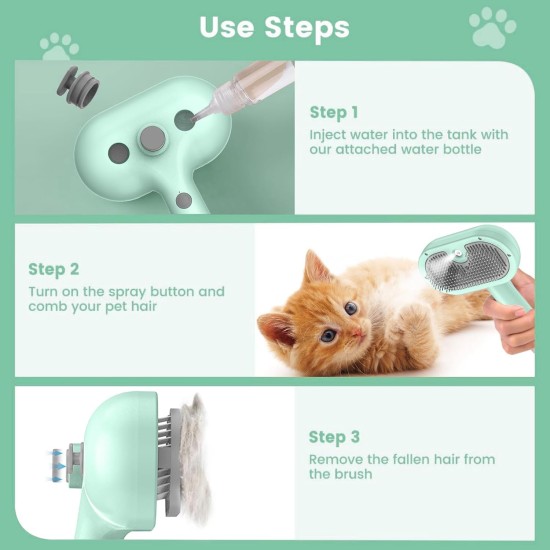 BIRDTOBR Steamy Cat Brush, 3-in-1 Cat Brush with Steam, Multifunctional Cat Spray Massage Comb, Steamy Cat Brush, Eliminate Flying Hair with One Button for Cats and Dogs, White BIRDTOBR Steamy Cat Brush, 3-in-1 Cat Brush with Steam, Multifunctional Cat Spray Massage Comb, Steamy Cat Brush, Eliminate Flying Hair with One Button for Cats and Dogs, White