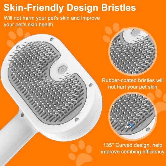 BIRDTOBR Steamy Cat Brush, 3-in-1 Cat Brush with Steam, Multifunctional Cat Spray Massage Comb, Steamy Cat Brush, Eliminate Flying Hair with One Button for Cats and Dogs, White BIRDTOBR Steamy Cat Brush, 3-in-1 Cat Brush with Steam, Multifunctional Cat Spray Massage Comb, Steamy Cat Brush, Eliminate Flying Hair with One Button for Cats and Dogs, White