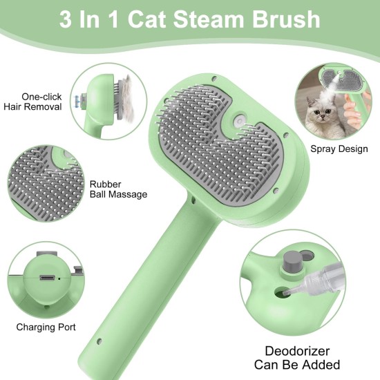 BIRDTOBR Steamy Cat Brush, 3-in-1 Cat Brush with Steam, Multifunctional Cat Spray Massage Comb, Steamy Cat Brush, Eliminate Flying Hair with One Button for Cats and Dogs, White BIRDTOBR Steamy Cat Brush, 3-in-1 Cat Brush with Steam, Multifunctional Cat Spray Massage Comb, Steamy Cat Brush, Eliminate Flying Hair with One Button for Cats and Dogs, White