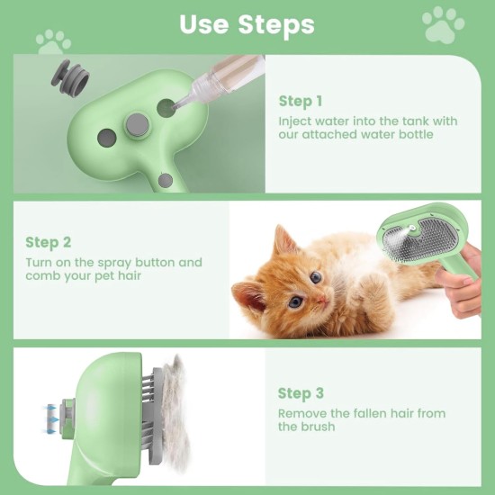 BIRDTOBR Steamy Cat Brush, 3-in-1 Cat Brush with Steam, Multifunctional Cat Spray Massage Comb, Steamy Cat Brush, Eliminate Flying Hair with One Button for Cats and Dogs, White BIRDTOBR Steamy Cat Brush, 3-in-1 Cat Brush with Steam, Multifunctional Cat Spray Massage Comb, Steamy Cat Brush, Eliminate Flying Hair with One Button for Cats and Dogs, White