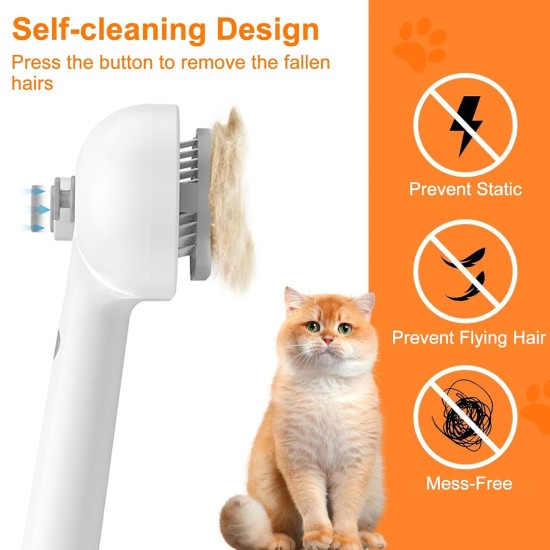 BIRDTOBR Steamy Cat Brush, 3-in-1 Cat Brush with Steam, Multifunctional Cat Spray Massage Comb, Steamy Cat Brush, Eliminate Flying Hair with One Button for Cats and Dogs, White BIRDTOBR Steamy Cat Brush, 3-in-1 Cat Brush with Steam, Multifunctional Cat Spray Massage Comb, Steamy Cat Brush, Eliminate Flying Hair with One Button for Cats and Dogs, White