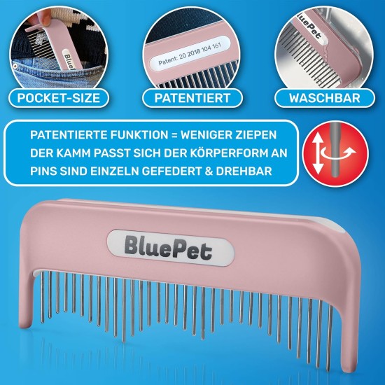BluePet Magic Comb Patented with Rotating & Yielding Tines I Gently Removes Knots & Detangles the Fur I Dog Comb Cat Comb for Long Hair Dogs & Cats BluePet Magic Comb Patented with Rotating & Yielding Tines I Gently Removes Knots & Detangles the Fur I Dog Comb Cat Comb for Long Hair Dogs & Cats