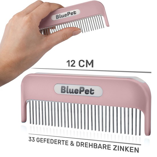 BluePet Magic Comb Patented with Rotating & Yielding Tines I Gently Removes Knots & Detangles the Fur I Dog Comb Cat Comb for Long Hair Dogs & Cats BluePet Magic Comb Patented with Rotating & Yielding Tines I Gently Removes Knots & Detangles the Fur I Dog Comb Cat Comb for Long Hair Dogs & Cats