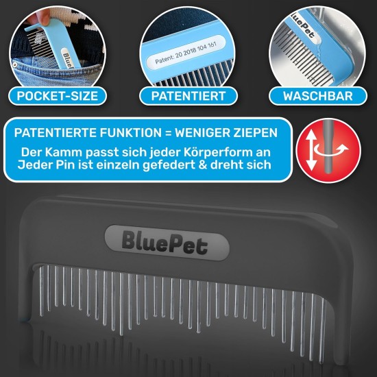 BluePet Magic Comb Patented with Rotating & Yielding Tines I Gently Removes Knots & Detangles the Fur I Dog Comb Cat Comb for Long Hair Dogs & Cats BluePet Magic Comb Patented with Rotating & Yielding Tines I Gently Removes Knots & Detangles the Fur I Dog Comb Cat Comb for Long Hair Dogs & Cats