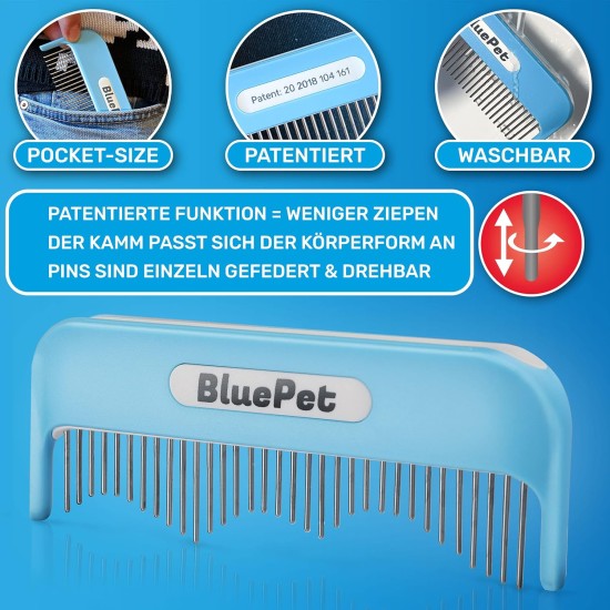 BluePet Magic Comb Patented with Rotating & Yielding Tines I Gently Removes Knots & Detangles the Fur I Dog Comb Cat Comb for Long Hair Dogs & Cats BluePet Magic Comb Patented with Rotating & Yielding Tines I Gently Removes Knots & Detangles the Fur I Dog Comb Cat Comb for Long Hair Dogs & Cats