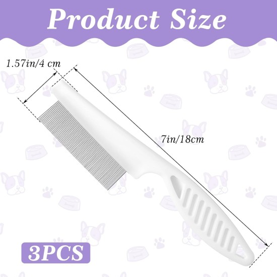 COMNICO Flea Comb for Dogs and Cats, Professional Dog Combs, Pack of 3, Flea Comb, Dog Lice Comb for Pets, Stainless Steel Dog Face Comb, Fine Care Tool for Removing Tear Stains, Fleas COMNICO Flea Comb for Dogs and Cats, Professional Dog Combs, Pack of 3, Flea Comb, Dog Lice Comb for Pets, Stainless Steel Dog Face Comb, Fine Care Tool for Removing Tear Stains, Fleas