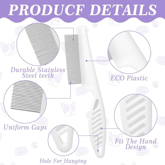 COMNICO Flea Comb for Dogs and Cats, Professional Dog Combs, Pack of 3, Flea Comb, Dog Lice Comb for Pets, Stainless Steel Dog Face Comb, Fine Care Tool for Removing Tear Stains, Fleas COMNICO Flea Comb for Dogs and Cats, Professional Dog Combs, Pack of 3, Flea Comb, Dog Lice Comb for Pets, Stainless Steel Dog Face Comb, Fine Care Tool for Removing Tear Stains, Fleas