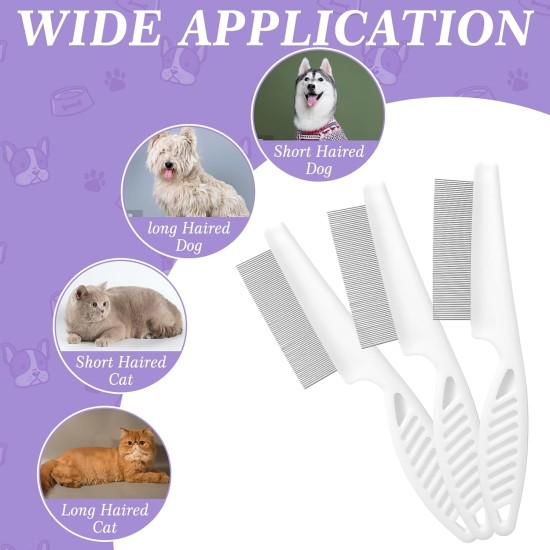 COMNICO Flea Comb for Dogs and Cats, Professional Dog Combs, Pack of 3, Flea Comb, Dog Lice Comb for Pets, Stainless Steel Dog Face Comb, Fine Care Tool for Removing Tear Stains, Fleas COMNICO Flea Comb for Dogs and Cats, Professional Dog Combs, Pack of 3, Flea Comb, Dog Lice Comb for Pets, Stainless Steel Dog Face Comb, Fine Care Tool for Removing Tear Stains, Fleas