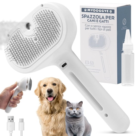 Cat Brush - Cat Steam Brush 3 in 1 - Steam Brush for Dogs - Cat Brush with Steam, Rechargeable with USB Cable MYDOGGYE Cat Brush - Cat Steam Brush 3 in 1 - Steam Brush for Dogs - Cat Brush with Steam, Rechargeable with USB Cable MYDOGGYE