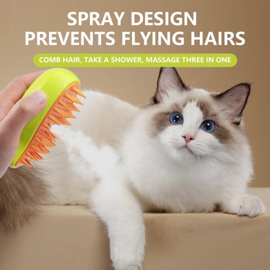 Cat Brush with Steam, 3-in-1 Steam Brush Cat, Steam Cat Cleaning Brush, Cleaning Brush for Pet Hair, Self Cleaning Steamy Cat Brush, for Cats and Dogs for Hair Removal Cat Brush with Steam, 3-in-1 Steam Brush Cat, Steam Cat Cleaning Brush, Cleaning Brush for Pet Hair, Self Cleaning Steamy Cat Brush, for Cats and Dogs for Hair Removal