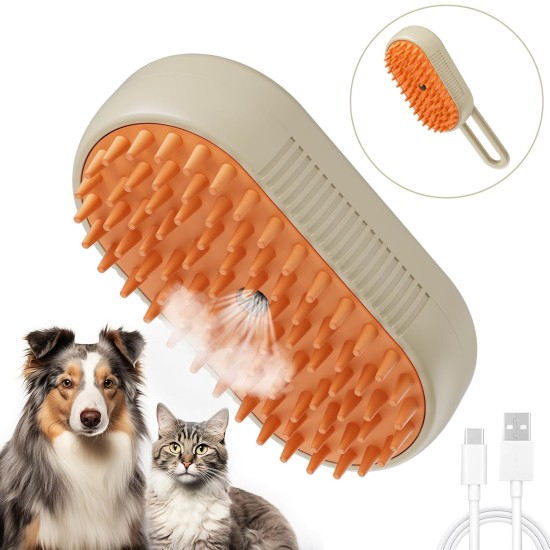 Cat Brush with Steam, 3-in-1 Steamy Brush Cat, Silicone Massage Care Brush for Dandruff, Cat Brush to Reduce Static Flying Hair Cat Brush with Steam, 3-in-1 Steamy Brush Cat, Silicone Massage Care Brush for Dandruff, Cat Brush to Reduce Static Flying Hair