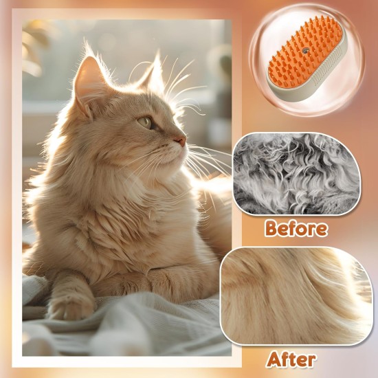 Cat Brush with Steam, 3-in-1 Steamy Brush Cat, Silicone Massage Care Brush for Dandruff, Cat Brush to Reduce Static Flying Hair Cat Brush with Steam, 3-in-1 Steamy Brush Cat, Silicone Massage Care Brush for Dandruff, Cat Brush to Reduce Static Flying Hair