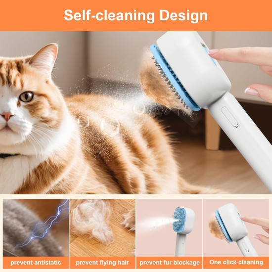 Cat Brush with Steam, 4 in 1 Steam Brush Cat Brush, Steam Brush for Grooming Cats and Dogs, Clean Pet Hair from the Brush, Self-Cleaning Antistatic Brush Cat Brush with Steam, 4 in 1 Steam Brush Cat Brush, Steam Brush for Grooming Cats and Dogs, Clean Pet Hair from the Brush, Self-Cleaning Antistatic Brush