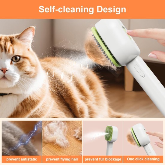 Cat Brush with Steam, 4 in 1 Steam Brush Cat Brush, Steam Brush for Grooming Cats and Dogs, Clean Pet Hair from the Brush, Self-Cleaning Antistatic Brush Cat Brush with Steam, 4 in 1 Steam Brush Cat Brush, Steam Brush for Grooming Cats and Dogs, Clean Pet Hair from the Brush, Self-Cleaning Antistatic Brush