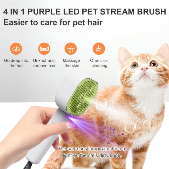 Cat Brush with Steam, 4 in 1 Steam Brush Cat Brush, Steam Brush for Grooming Cats and Dogs, Clean Pet Hair from the Brush, Self-Cleaning Antistatic Brush Cat Brush with Steam, 4 in 1 Steam Brush Cat Brush, Steam Brush for Grooming Cats and Dogs, Clean Pet Hair from the Brush, Self-Cleaning Antistatic Brush