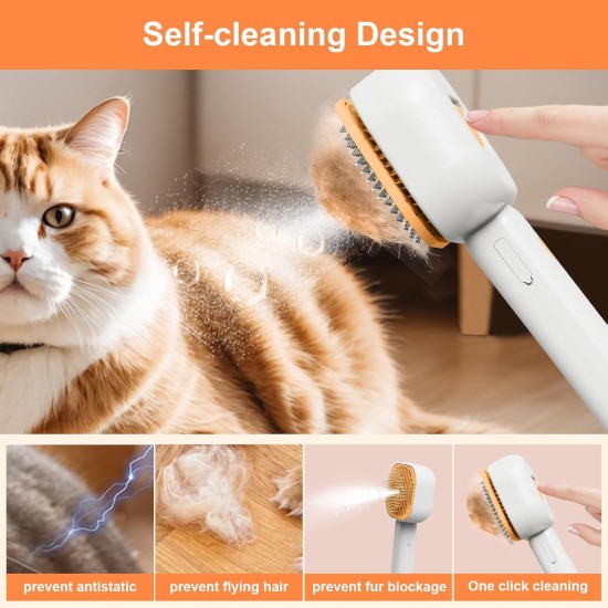 Cat Brush with Steam, 4 in 1 Steam Brush Cat Brush, Steam Brush for Grooming Cats and Dogs, Clean Pet Hair from the Brush, Self-Cleaning Antistatic Brush Cat Brush with Steam, 4 in 1 Steam Brush Cat Brush, Steam Brush for Grooming Cats and Dogs, Clean Pet Hair from the Brush, Self-Cleaning Antistatic Brush