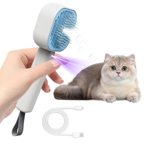 Cat Brush with Steam, 4 in 1 Steam Brush Cat Brush, Steam Brush for Grooming Cats and Dogs, Clean Pet Hair from the Brush, Self-Cleaning Antistatic Brush Cat Brush with Steam, 4 in 1 Steam Brush Cat Brush, Steam Brush for Grooming Cats and Dogs, Clean Pet Hair from the Brush, Self-Cleaning Antistatic Brush