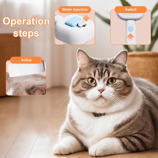 Cat Brush with Steam, 4 in 1 Steam Brush Cat Brush, Steam Brush for Grooming Cats and Dogs, Clean Pet Hair from the Brush, Self-Cleaning Antistatic Brush Cat Brush with Steam, 4 in 1 Steam Brush Cat Brush, Steam Brush for Grooming Cats and Dogs, Clean Pet Hair from the Brush, Self-Cleaning Antistatic Brush