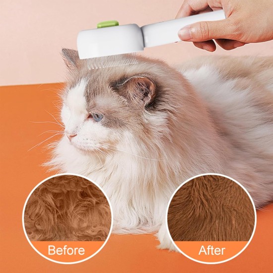Cat Brush with Steam, 4 in 1 Steam Brush Cat Brush, Steam Brush for Grooming Cats and Dogs, Clean Pet Hair from the Brush, Self-Cleaning Antistatic Brush Cat Brush with Steam, 4 in 1 Steam Brush Cat Brush, Steam Brush for Grooming Cats and Dogs, Clean Pet Hair from the Brush, Self-Cleaning Antistatic Brush