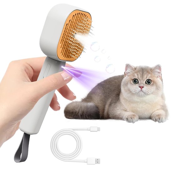 Cat Brush with Steam, 4 in 1 Steam Brush Cat Brush, Steam Brush for Grooming Cats and Dogs, Clean Pet Hair from the Brush, Self-Cleaning Antistatic Brush Cat Brush with Steam, 4 in 1 Steam Brush Cat Brush, Steam Brush for Grooming Cats and Dogs, Clean Pet Hair from the Brush, Self-Cleaning Antistatic Brush