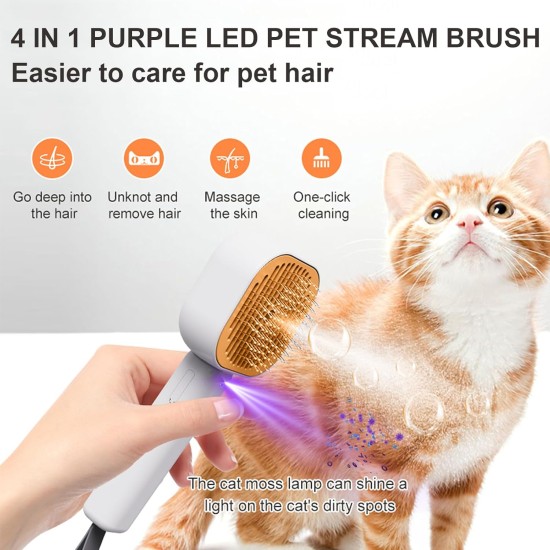 Cat Brush with Steam, 4 in 1 Steam Brush Cat Brush, Steam Brush for Grooming Cats and Dogs, Clean Pet Hair from the Brush, Self-Cleaning Antistatic Brush Cat Brush with Steam, 4 in 1 Steam Brush Cat Brush, Steam Brush for Grooming Cats and Dogs, Clean Pet Hair from the Brush, Self-Cleaning Antistatic Brush
