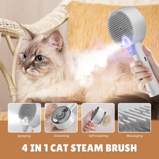 Cat Brush with Steam, 4-in-1 Steam Brush, Cat Brush with Water, Clean Pet Hair from the Brush with One Button, Cat Brush, Hair Brushes for Dogs and Cats (Grey) Cat Brush with Steam, 4-in-1 Steam Brush, Cat Brush with Water, Clean Pet Hair from the Brush with One Button, Cat Brush, Hair Brushes for Dogs and Cats (Grey)
