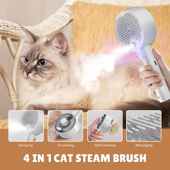 Cat Brush with Steam, 4-in-1 Steam Brush, Cat Brush with Water, Clean Pet Hair from the Brush with One Button, Cat Brush, Hair Brushes for Dogs and Cats (Grey) Cat Brush with Steam, 4-in-1 Steam Brush, Cat Brush with Water, Clean Pet Hair from the Brush with One Button, Cat Brush, Hair Brushes for Dogs and Cats (Grey)