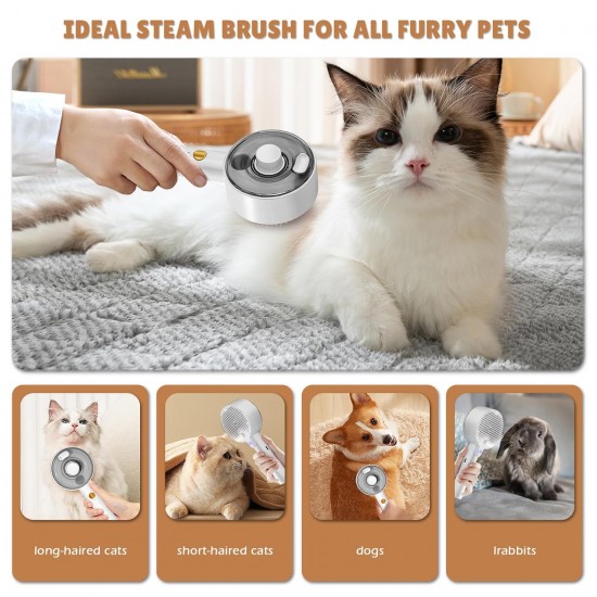 Cat Brush with Steam, 4-in-1 Steam Brush, Cat Brush with Water, Clean Pet Hair from the Brush with One Button, Cat Brush, Hair Brushes for Dogs and Cats (Grey) Cat Brush with Steam, 4-in-1 Steam Brush, Cat Brush with Water, Clean Pet Hair from the Brush with One Button, Cat Brush, Hair Brushes for Dogs and Cats (Grey)