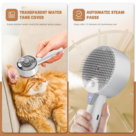 Cat Brush with Steam, 4-in-1 Steam Brush, Cat Brush with Water, Clean Pet Hair from the Brush with One Button, Cat Brush, Hair Brushes for Dogs and Cats (Grey) Cat Brush with Steam, 4-in-1 Steam Brush, Cat Brush with Water, Clean Pet Hair from the Brush with One Button, Cat Brush, Hair Brushes for Dogs and Cats (Grey)