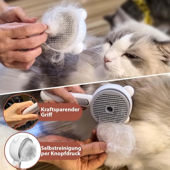 Cat Brush with Steam, Cat Brush with 2 Spray Levels and Release Button, 4-in-1 Hair Removal Spray Massage and One-Touch Self Cleaning, IPX7 Waterproof Steam Brush for Cats Dogs Pets Cat Brush with Steam, Cat Brush with 2 Spray Levels and Release Button, 4-in-1 Hair Removal Spray Massage and One-Touch Self Cleaning, IPX7 Waterproof Steam Brush for Cats Dogs Pets
