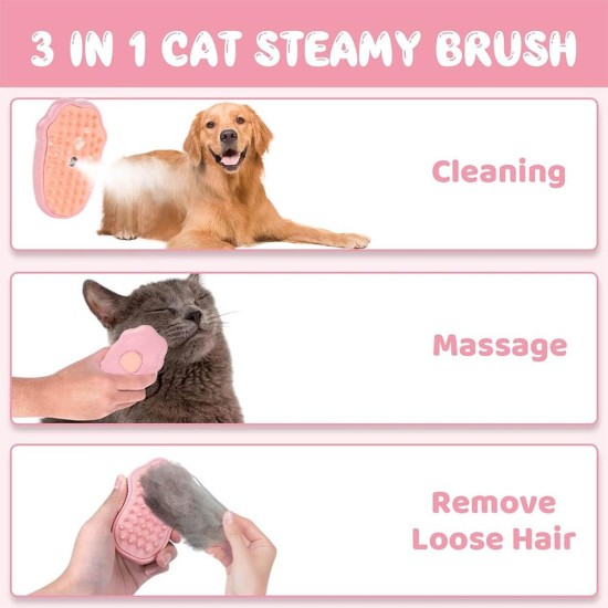 Cat Brush with Steam Miotlsy Cat Paw Steam Brush, New Cat Steam Brush for Hair Cleaner, 3-in-1 Steam Brush for Cats, Care and Hair Removal, Cat Brush with Essence for Care Cat Brush with Steam Miotlsy Cat Paw Steam Brush, New Cat Steam Brush for Hair Cleaner, 3-in-1 Steam Brush for Cats, Care and Hair Removal, Cat Brush with Essence for Care