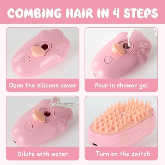 Cat Brush with Steam Miotlsy Cat Paw Steam Brush, New Cat Steam Brush for Hair Cleaner, 3-in-1 Steam Brush for Cats, Care and Hair Removal, Cat Brush with Essence for Care Cat Brush with Steam Miotlsy Cat Paw Steam Brush, New Cat Steam Brush for Hair Cleaner, 3-in-1 Steam Brush for Cats, Care and Hair Removal, Cat Brush with Essence for Care