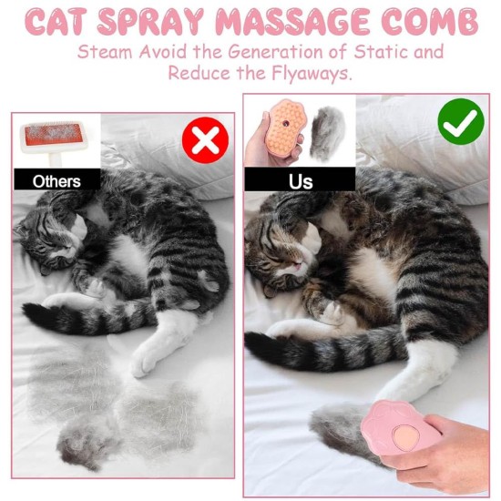 Cat Brush with Steam Miotlsy Cat Paw Steam Brush, New Cat Steam Brush for Hair Cleaner, 3-in-1 Steam Brush for Cats, Care and Hair Removal, Cat Brush with Essence for Care Cat Brush with Steam Miotlsy Cat Paw Steam Brush, New Cat Steam Brush for Hair Cleaner, 3-in-1 Steam Brush for Cats, Care and Hair Removal, Cat Brush with Essence for Care