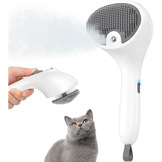 Cat Brush with Steam with Release Button, Ultra Quiet Design/Comfort Handle, Pet Steam Brush, Cat Steamy Brush, Dog Brush, Rechargeable Cats with Spray for Cats, Dogs, Rabbits Cat Brush with Steam with Release Button, Ultra Quiet Design/Comfort Handle, Pet Steam Brush, Cat Steamy Brush, Dog Brush, Rechargeable Cats with Spray for Cats, Dogs, Rabbits