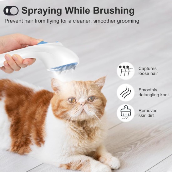 Cat Brush with Steam with Release Button, Ultra Quiet Design/Comfort Handle, Pet Steam Brush, Cat Steamy Brush, Dog Brush, Rechargeable Cats with Spray for Cats, Dogs, Rabbits Cat Brush with Steam with Release Button, Ultra Quiet Design/Comfort Handle, Pet Steam Brush, Cat Steamy Brush, Dog Brush, Rechargeable Cats with Spray for Cats, Dogs, Rabbits