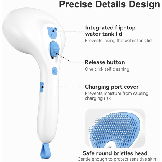 Cat Brush with Steam with Release Button, Ultra Quiet Design/Comfort Handle, Pet Steam Brush, Cat Steamy Brush, Dog Brush, Rechargeable Cats with Spray for Cats, Dogs, Rabbits Cat Brush with Steam with Release Button, Ultra Quiet Design/Comfort Handle, Pet Steam Brush, Cat Steamy Brush, Dog Brush, Rechargeable Cats with Spray for Cats, Dogs, Rabbits