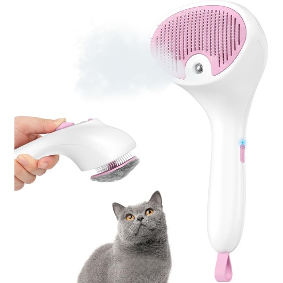 Cat Brush with Steam with Release Button, Ultra Quiet Design/Comfort Handle, Pet Steam Brush, Cat Steamy Brush, Dog Brush, Rechargeable Cats with Spray for Cats, Dogs, Rabbits Cat Brush with Steam with Release Button, Ultra Quiet Design/Comfort Handle, Pet Steam Brush, Cat Steamy Brush, Dog Brush, Rechargeable Cats with Spray for Cats, Dogs, Rabbits