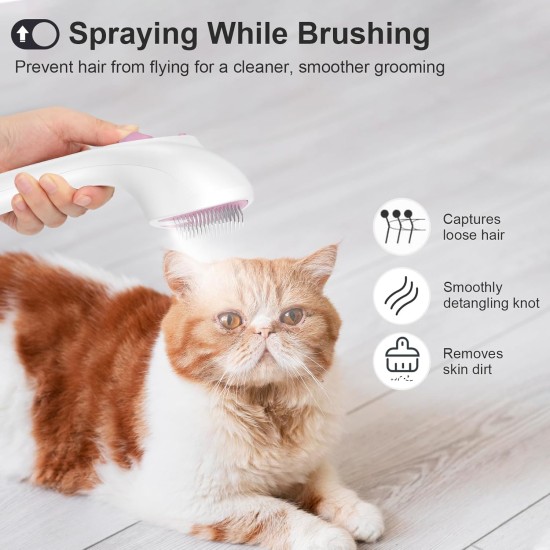 Cat Brush with Steam with Release Button, Ultra Quiet Design/Comfort Handle, Pet Steam Brush, Cat Steamy Brush, Dog Brush, Rechargeable Cats with Spray for Cats, Dogs, Rabbits Cat Brush with Steam with Release Button, Ultra Quiet Design/Comfort Handle, Pet Steam Brush, Cat Steamy Brush, Dog Brush, Rechargeable Cats with Spray for Cats, Dogs, Rabbits