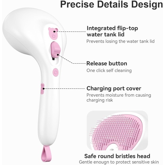 Cat Brush with Steam with Release Button, Ultra Quiet Design/Comfort Handle, Pet Steam Brush, Cat Steamy Brush, Dog Brush, Rechargeable Cats with Spray for Cats, Dogs, Rabbits Cat Brush with Steam with Release Button, Ultra Quiet Design/Comfort Handle, Pet Steam Brush, Cat Steamy Brush, Dog Brush, Rechargeable Cats with Spray for Cats, Dogs, Rabbits