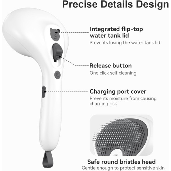 Cat Brush with Steam with Release Button, Ultra Quiet Design/Comfort Handle, Pet Steam Brush, Cat Steamy Brush, Dog Brush, Rechargeable Cats with Spray for Cats, Dogs, Rabbits Cat Brush with Steam with Release Button, Ultra Quiet Design/Comfort Handle, Pet Steam Brush, Cat Steamy Brush, Dog Brush, Rechargeable Cats with Spray for Cats, Dogs, Rabbits