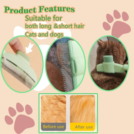 Cat Comb, Dog Comb, Flea Comb for Dogs & Cats, Cat Hair Brush with Release Button, Cat Brush for Cats with Short and Long Hair Cat Comb, Dog Comb, Flea Comb for Dogs & Cats, Cat Hair Brush with Release Button, Cat Brush for Cats with Short and Long Hair