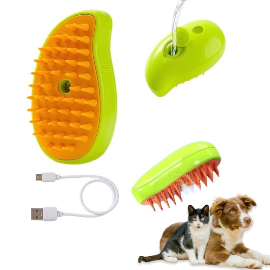 Cat Steam Brush, Dog Brush, 3 in 1 Steam Brush for Cats, Cat Comb, Dog Comb, Pet Hair Removal Comb (Green) Cat Steam Brush, Dog Brush, 3 in 1 Steam Brush for Cats, Cat Comb, Dog Comb, Pet Hair Removal Comb (Green)