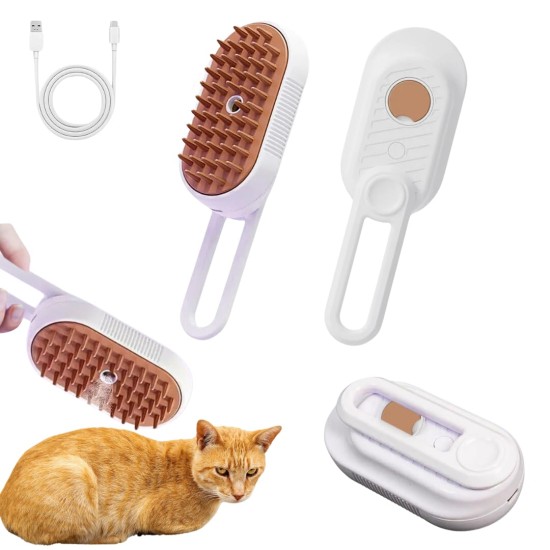 Cat Steam Brush, Dog Brush, 3 in 1 Steam Brush for Cats, Cat Comb, Dog Comb, Pet Hair Removal Comb (White) Cat Steam Brush, Dog Brush, 3 in 1 Steam Brush for Cats, Cat Comb, Dog Comb, Pet Hair Removal Comb (White)