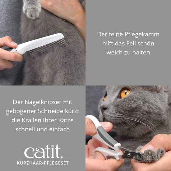 Catit Brush Set for Short or Long-Haired Cats, Short Hair Or Long Hair Grooming Kit for Cats Catit Brush Set for Short or Long-Haired Cats, Short Hair Or Long Hair Grooming Kit for Cats