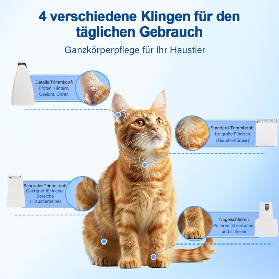 Dufuso Quiet Cat Clipper Set, 4-in-1 Hair Trimmer with LED Light, Professional Paw Trimmer for Dogs, for Large Small Cats Dogs, for Paws, Eyes, Ears, Face, Bodies (Green) Dufuso Quiet Cat Clipper Set, 4-in-1 Hair Trimmer with LED Light, Professional Paw Trimmer for Dogs, for Large Small Cats Dogs, for Paws, Eyes, Ears, Face, Bodies (Green)