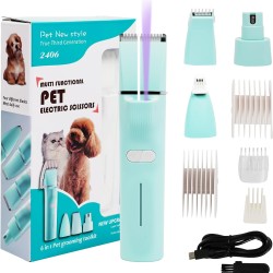 Dufuso Quiet Cat Clipper Set, 4-in-1 Hair Trimmer with LED Light, Professional Paw Trimmer for Dogs, for Large Small Cats Dogs, for Paws, Eyes, Ears, Face, Bodies (Green) Dufuso Quiet Cat Clipper Set, 4-in-1 Hair Trimmer with LED Light, Professional Paw Trimmer for Dogs, for Large Small Cats Dogs, for Paws, Eyes, Ears, Face, Bodies (Green)
