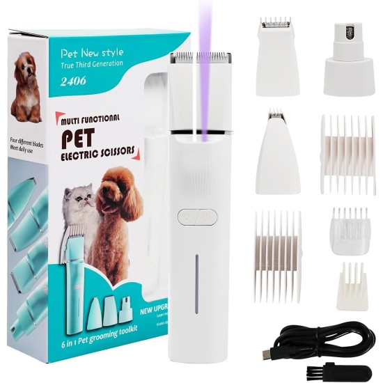 Dufuso Quiet Cat Clipper Set, 4-in-1 Hair Trimmer with LED Light, Professional Paw Trimmer for Dogs, for Large Small Cats Dogs, for Paws, Eyes, Ears, Face, Bodies (Green) Dufuso Quiet Cat Clipper Set, 4-in-1 Hair Trimmer with LED Light, Professional Paw Trimmer for Dogs, for Large Small Cats Dogs, for Paws, Eyes, Ears, Face, Bodies (Green)