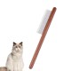 ERBO Wooden cat comb, cat brush, long hair, short hair, stainless steel dog comb, flea comb for cats, suitable for all lengths, effectively removes tangles, mats and loose hair