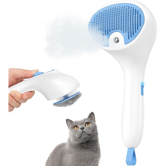 Euqvunn Cat Brush with Steam with Release Button, Ultra Quiet Design/Comfort Handle, Pet Steam Brush, Cat Steamy Brush, Dog Brush, Rechargeable Cats with Spray for Cats, Dogs, Rabbits Euqvunn Cat Brush with Steam with Release Button, Ultra Quiet Design/Comfort Handle, Pet Steam Brush, Cat Steamy Brush, Dog Brush, Rechargeable Cats with Spray for Cats, Dogs, Rabbits